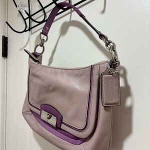 Coach Women's Pink and Purple Leather Shoulder Bag